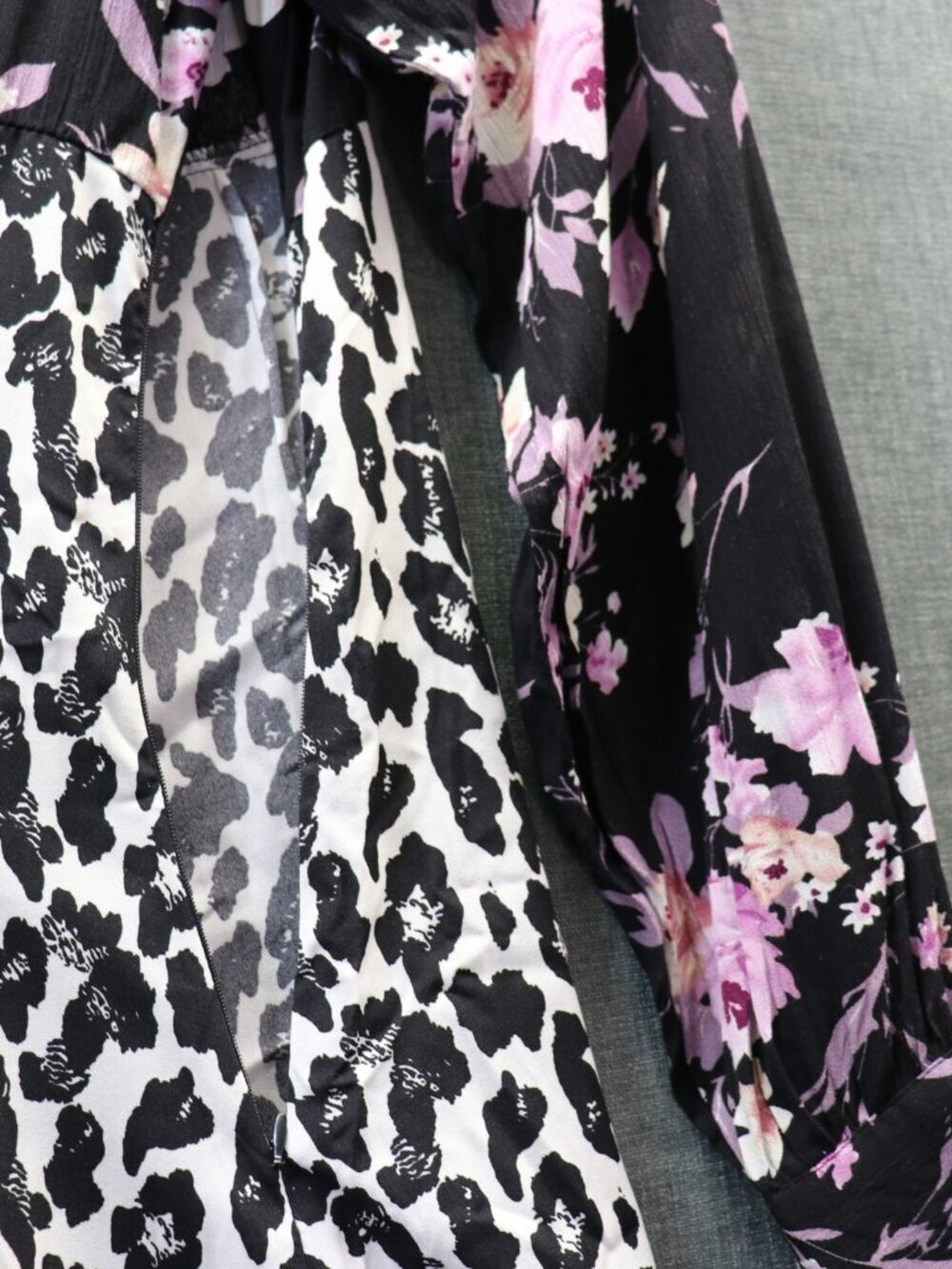 Nasty Gal Print Mix Maxi Dress 8 NWT Leopard Floral Empire Waist Long Sleeve - Picture 7 of 14